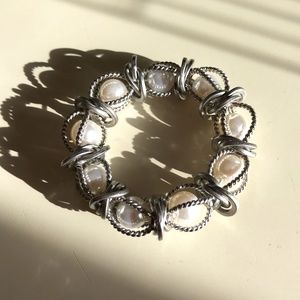 Carolee Silver & Pearl Bracelet